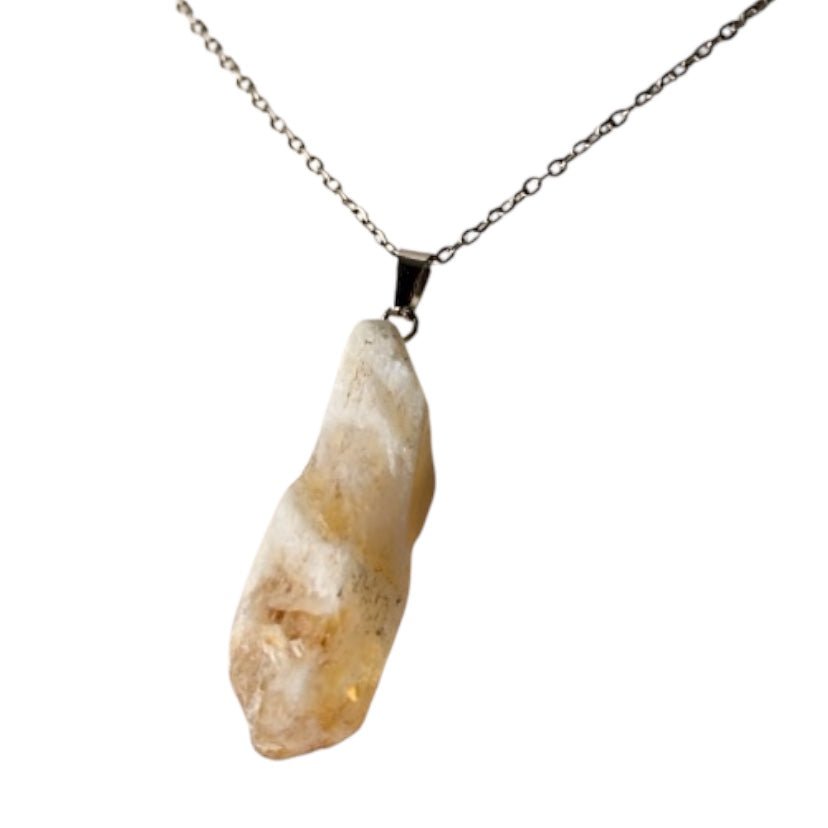 Feine silberne Kette mit Citrin - Rohstein - CrystalScents