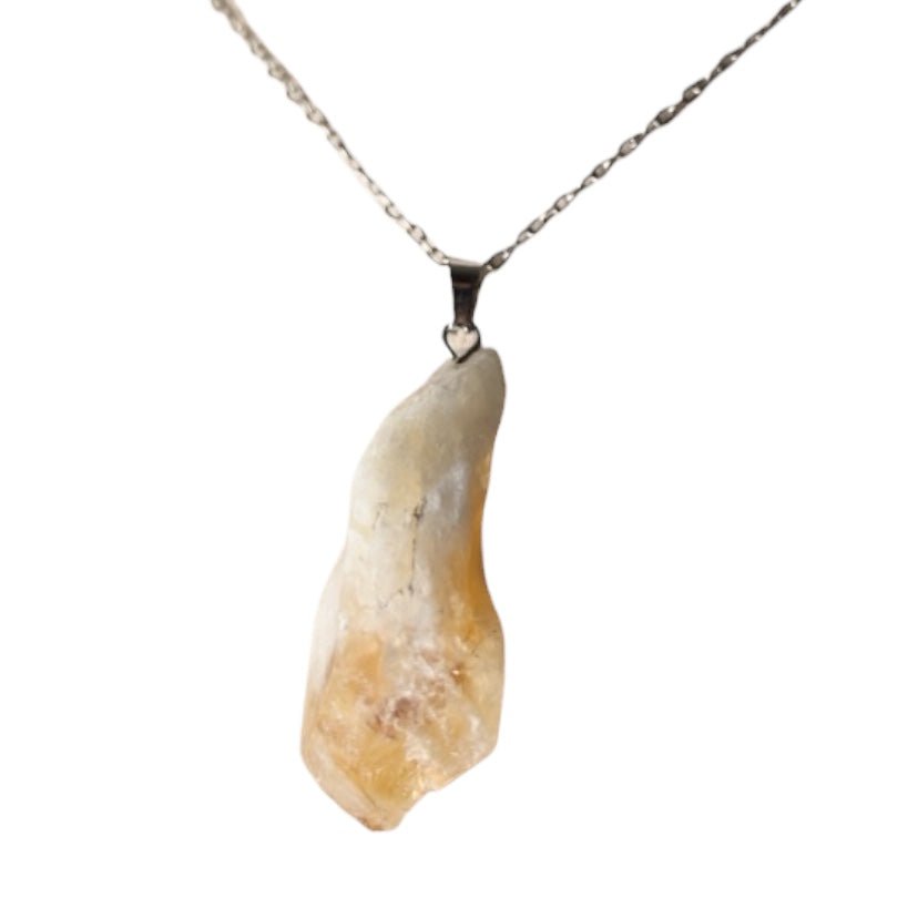 Feine silberne Kette mit Citrin - Rohstein - CrystalScents