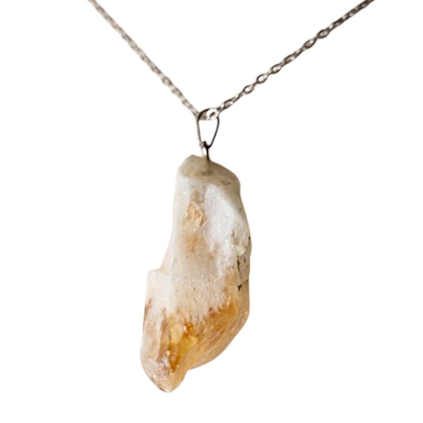 Feine silberne Kette mit Citrin - Rohstein - CrystalScents