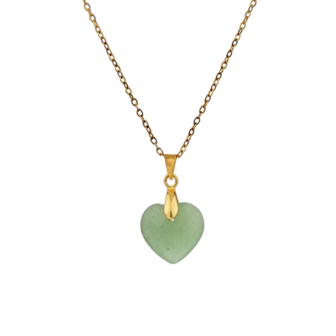 Goldene Halskette mit Edelsteinherz - Anhänger; Aventurin - CrystalScents