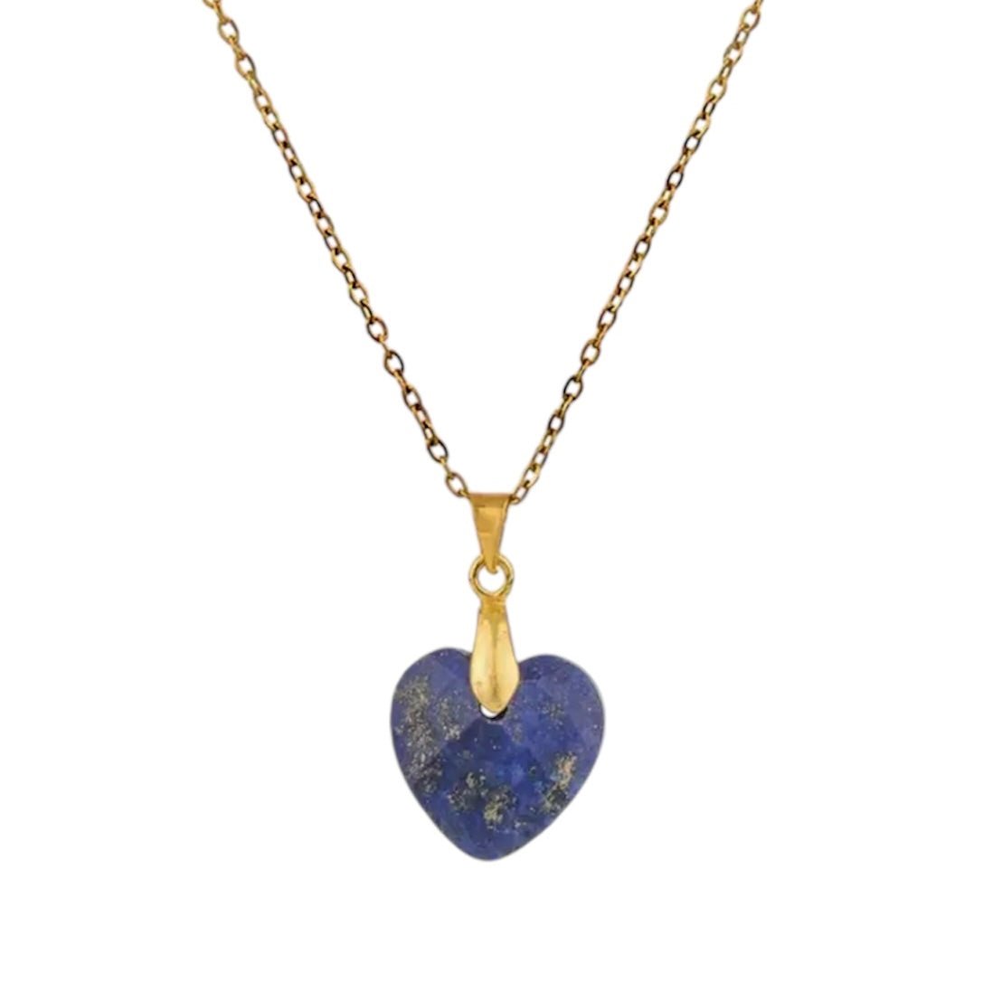 Goldene Halskette mit Edelsteinherz - Anhänger; Lapislazuli - CrystalScents