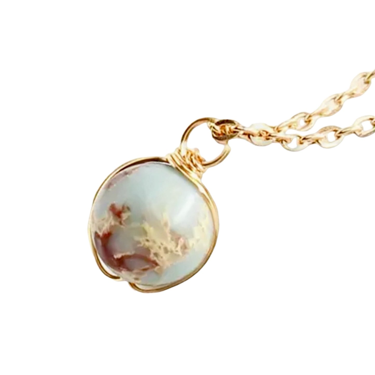 Goldene Halskette mit Edelsteinkugel - Anhänger; Kaiserstein - CrystalScents
