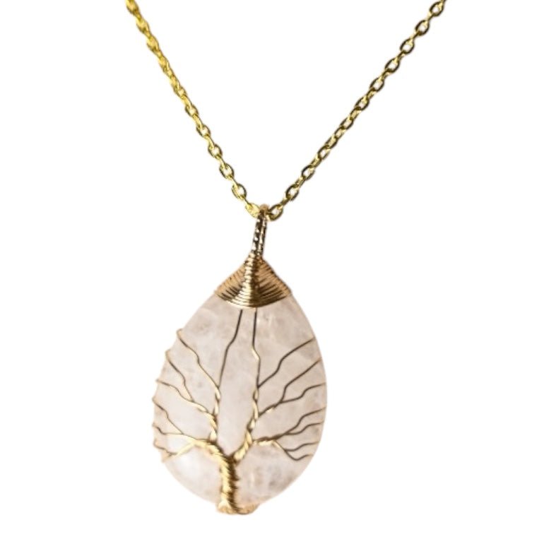 Goldene Halskette mit tropfenförmigen Bergkristall - CrystalScents