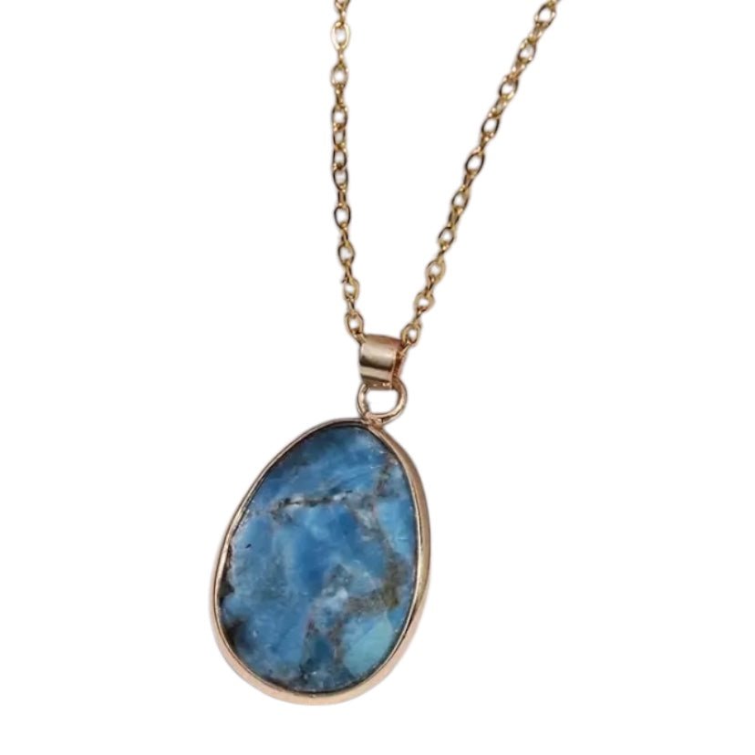 Goldene Kette mit facettiertem Sodalit - Anhänger - CrystalScents