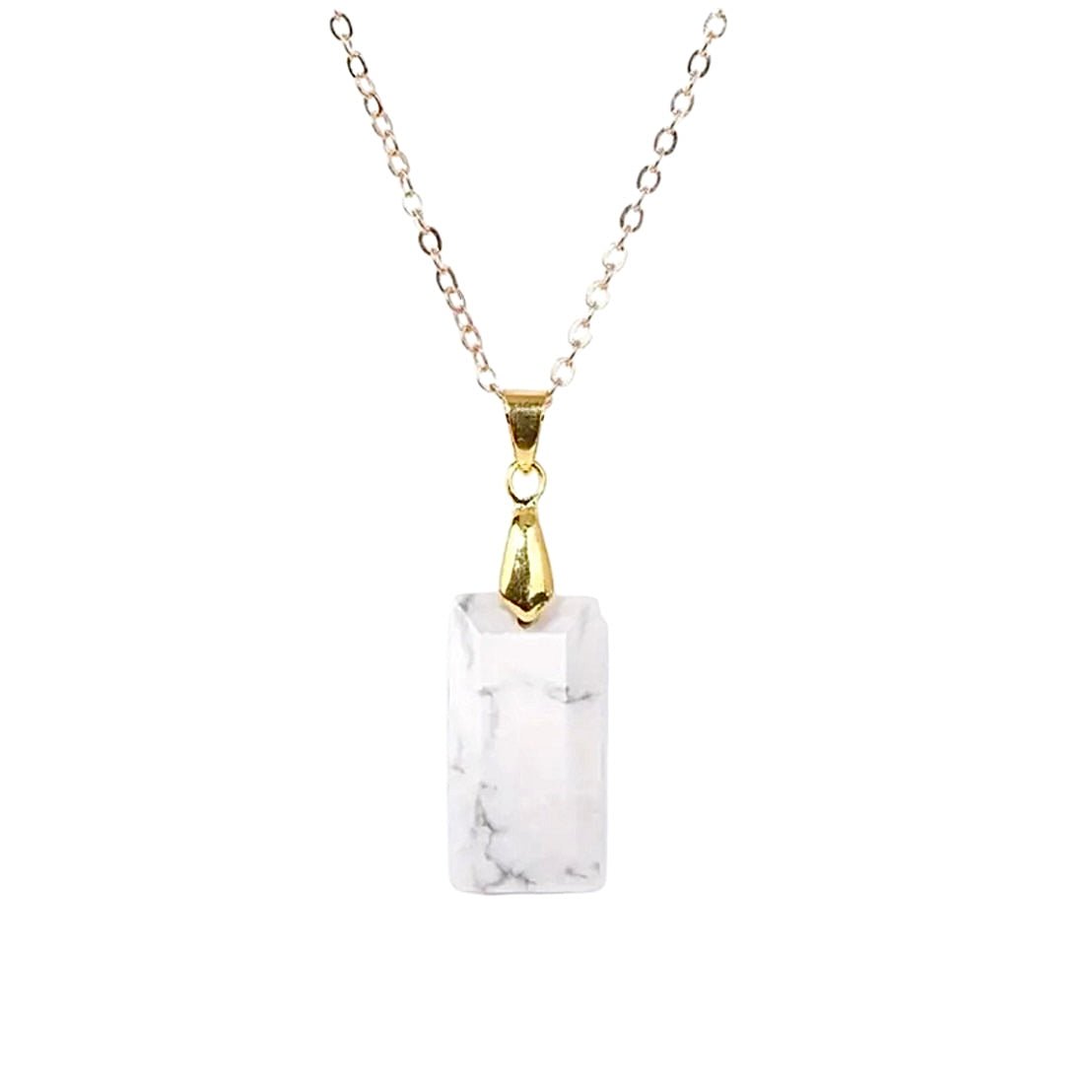 Goldene Kette mit geschliffenem Howlit - Anhänger - CrystalScents