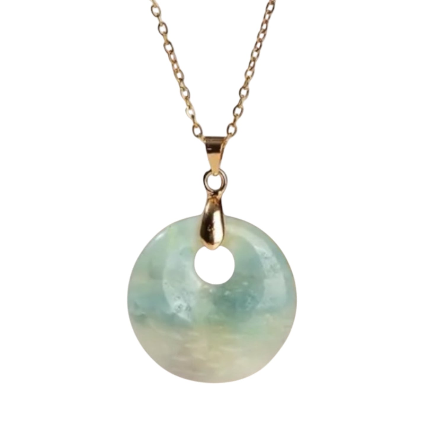 Goldene Kette mit rundem Amazonit - Anhänger - CrystalScents
