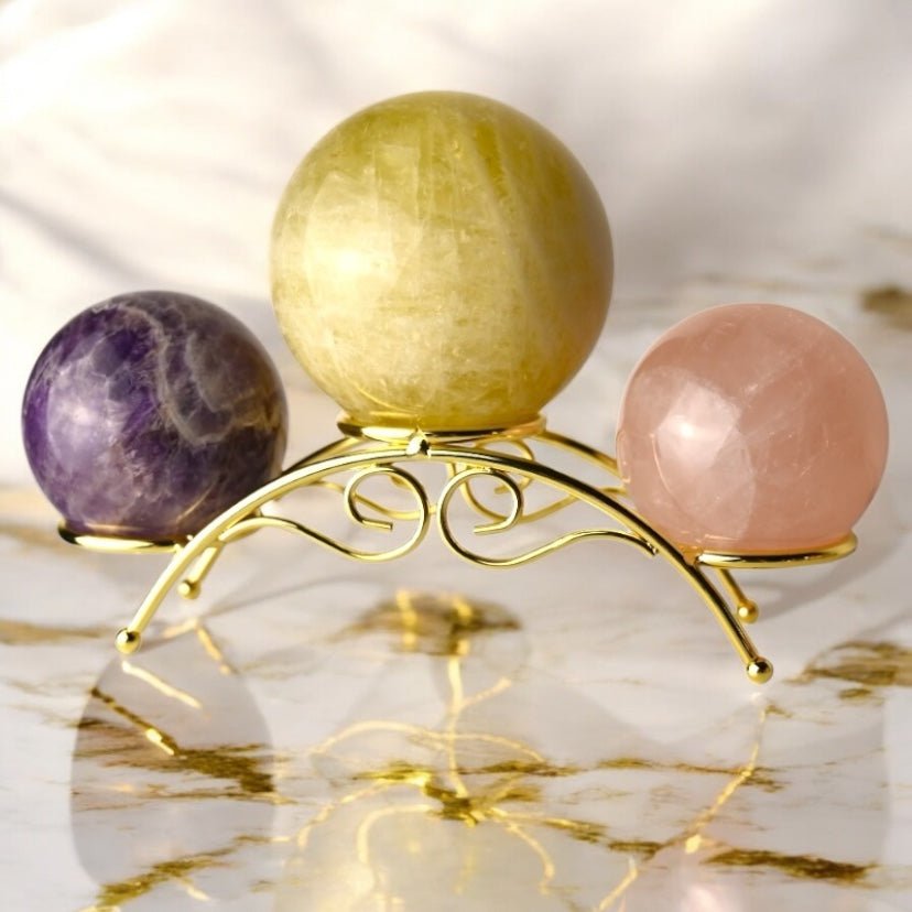 Goldener Kugelständer für bis zu 3 Kugeln - CrystalScents