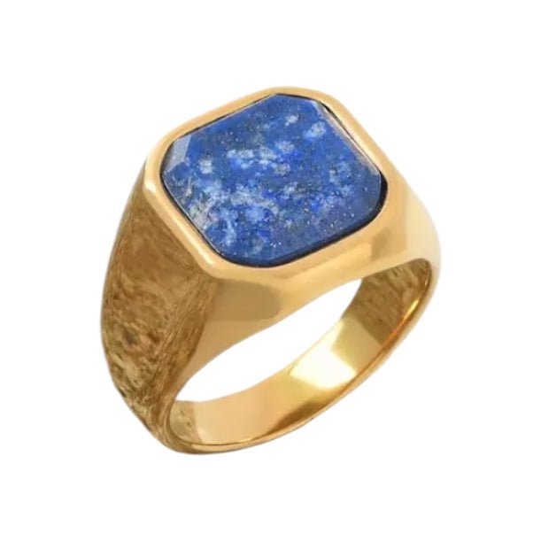 Goldener Ring mit quadratischem Lapislazuli - CrystalScents
