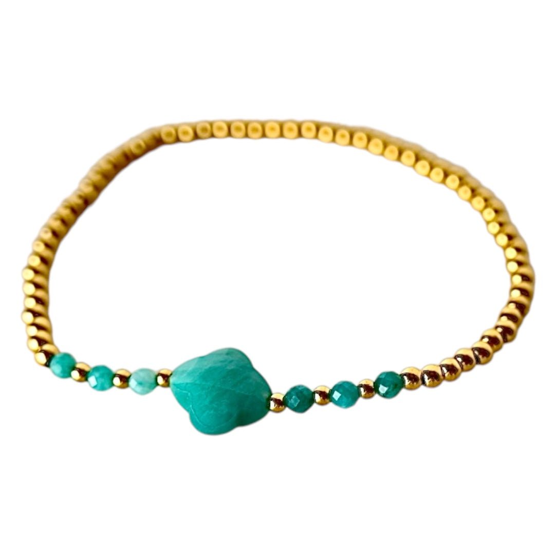 Goldenes Armband mit Amazonit Blüte - CrystalScents