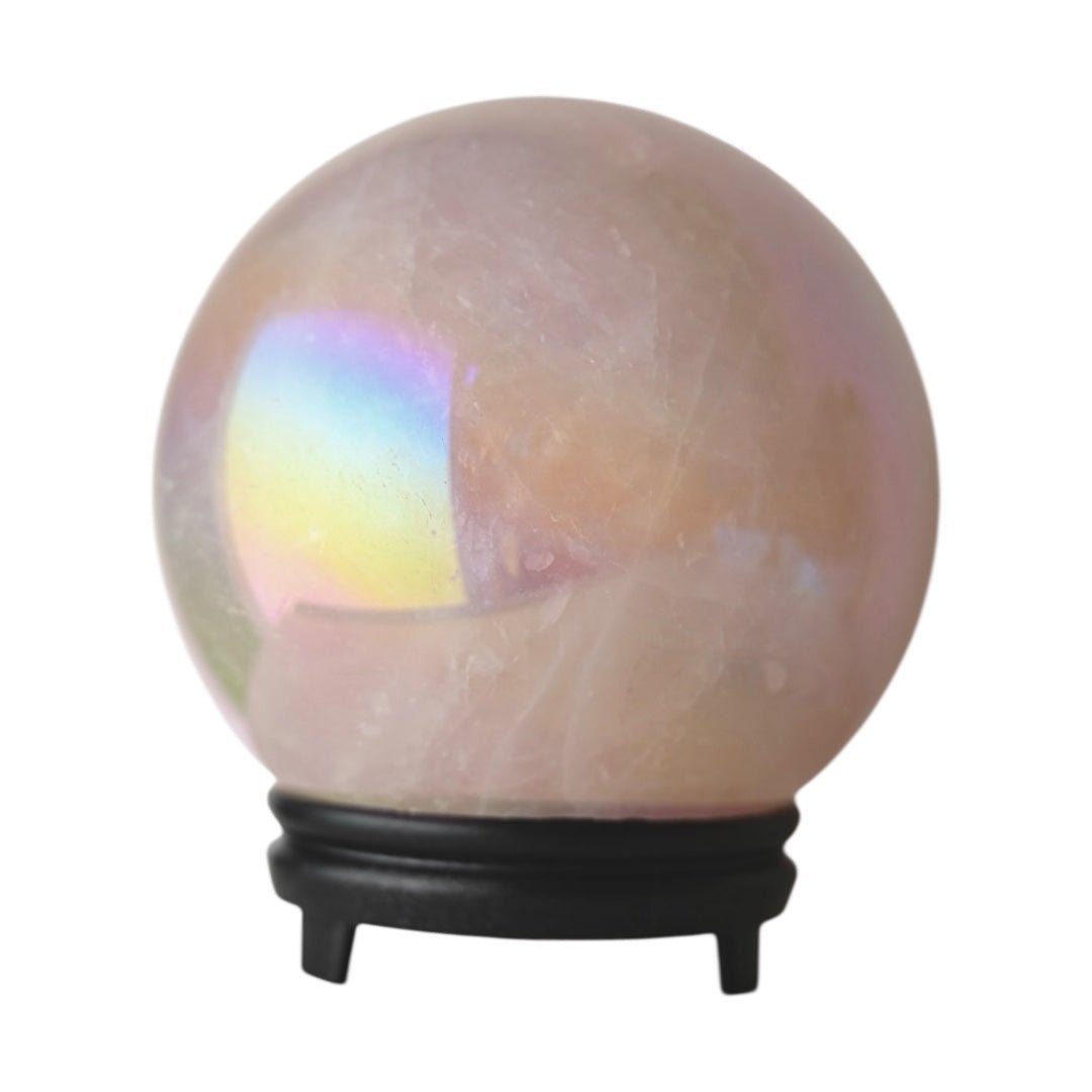 Große Aura Rosenquarz Kugel - CrystalScents