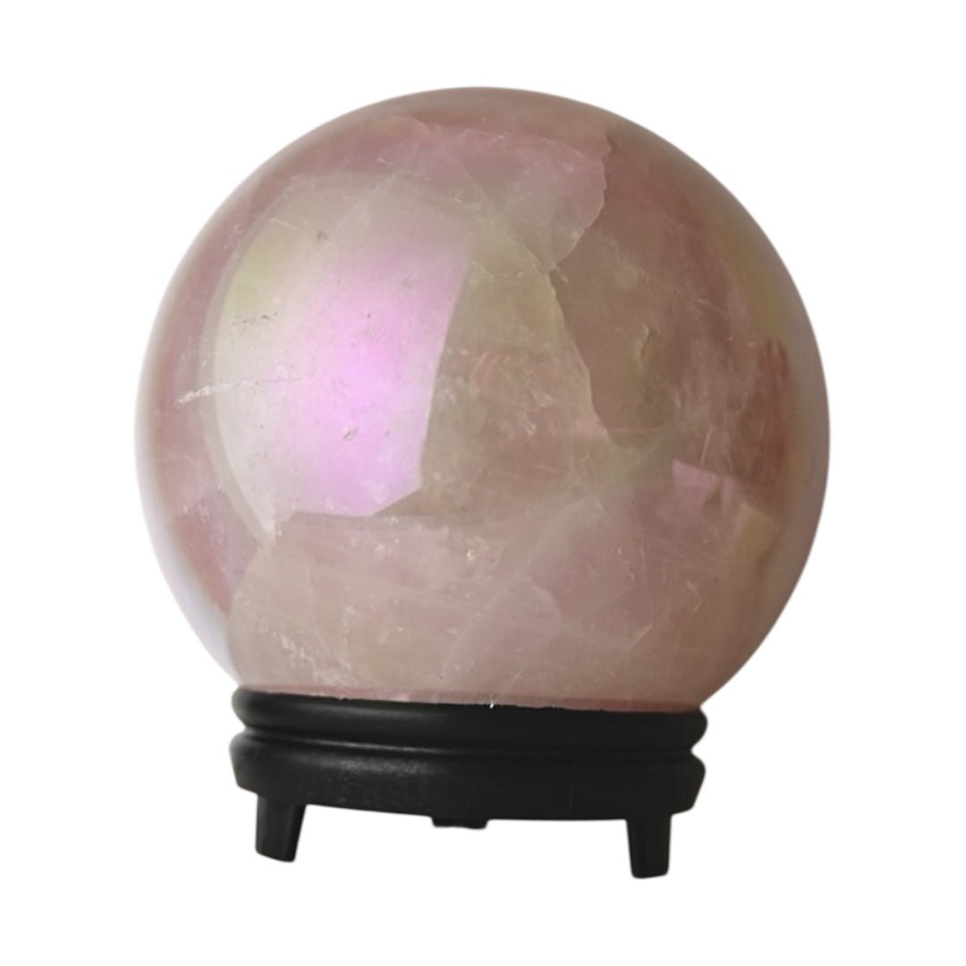 Große Aura Rosenquarz Kugel - CrystalScents