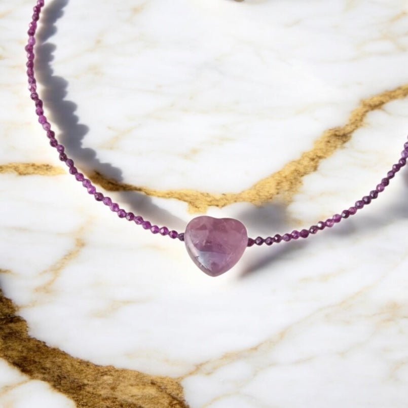 Halskette mit Amethyst Herz - CrystalScents