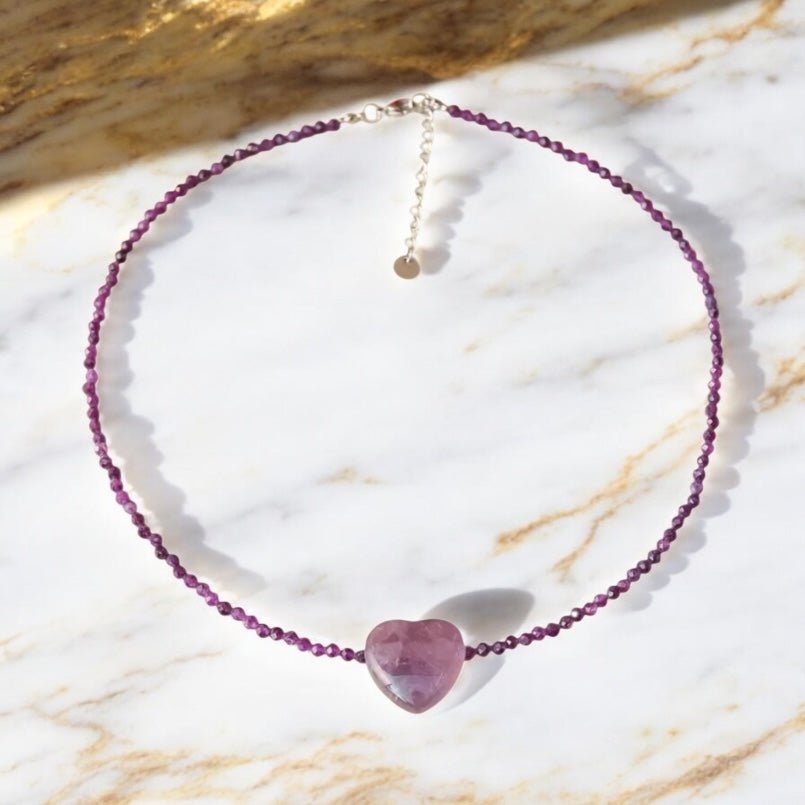 Halskette mit Amethyst Herz - CrystalScents