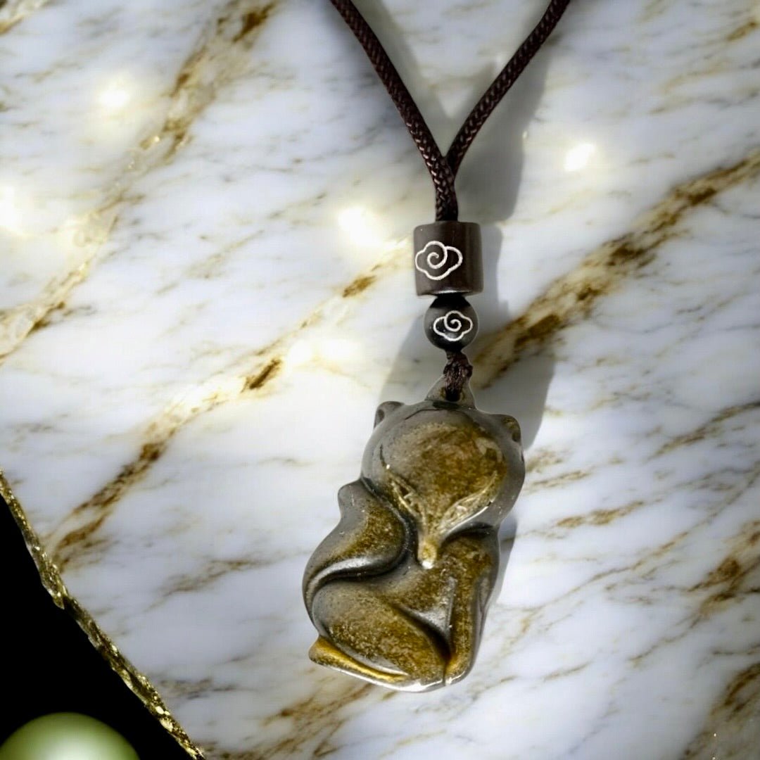 Halskette mit Gold Obsidian Anhänger - CrystalScents