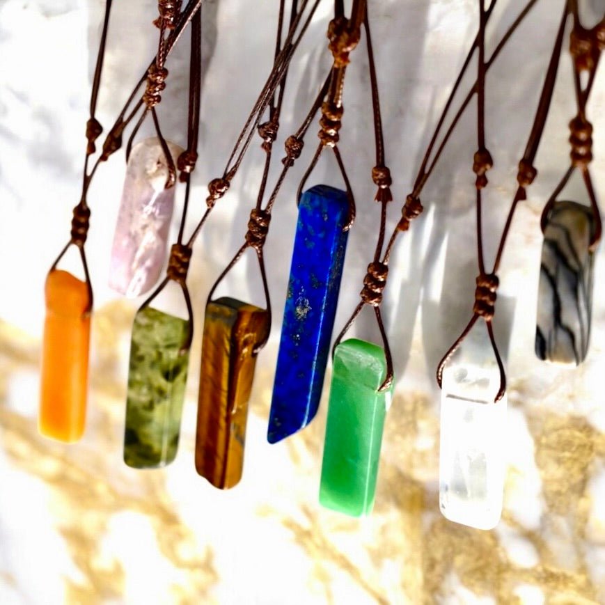 Halskette mit länglicher gelber Jade - CrystalScents