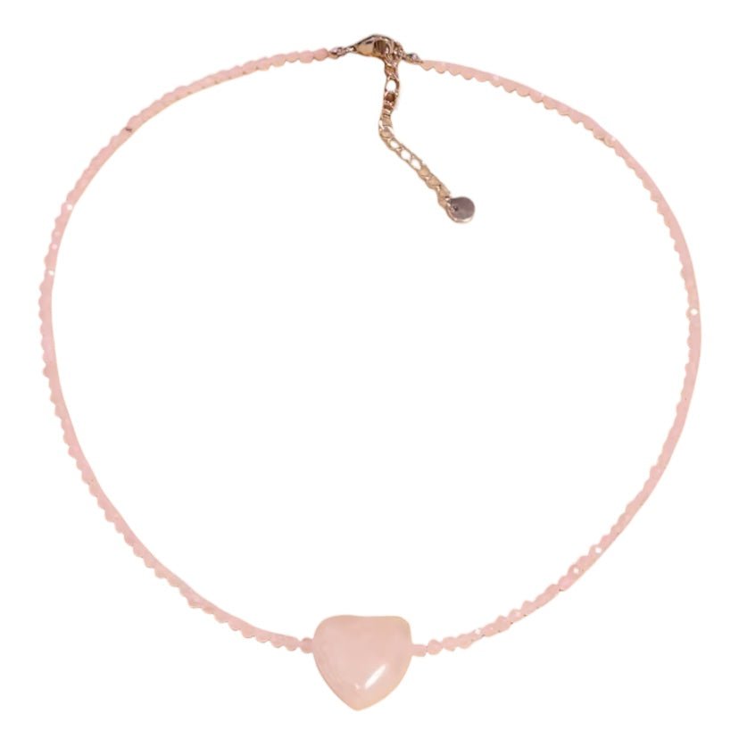 Halskette mit Rosenquarz Herz - CrystalScents