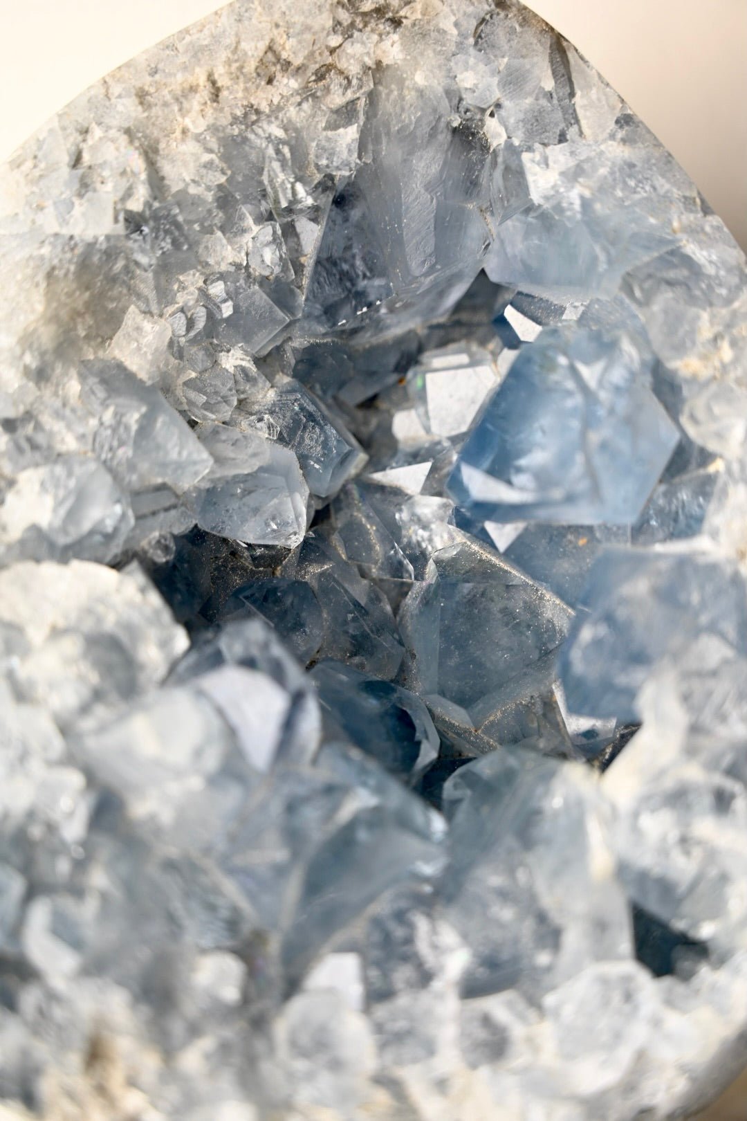Himmelblauer Celestit - Kristallcluster Ei - CrystalScents