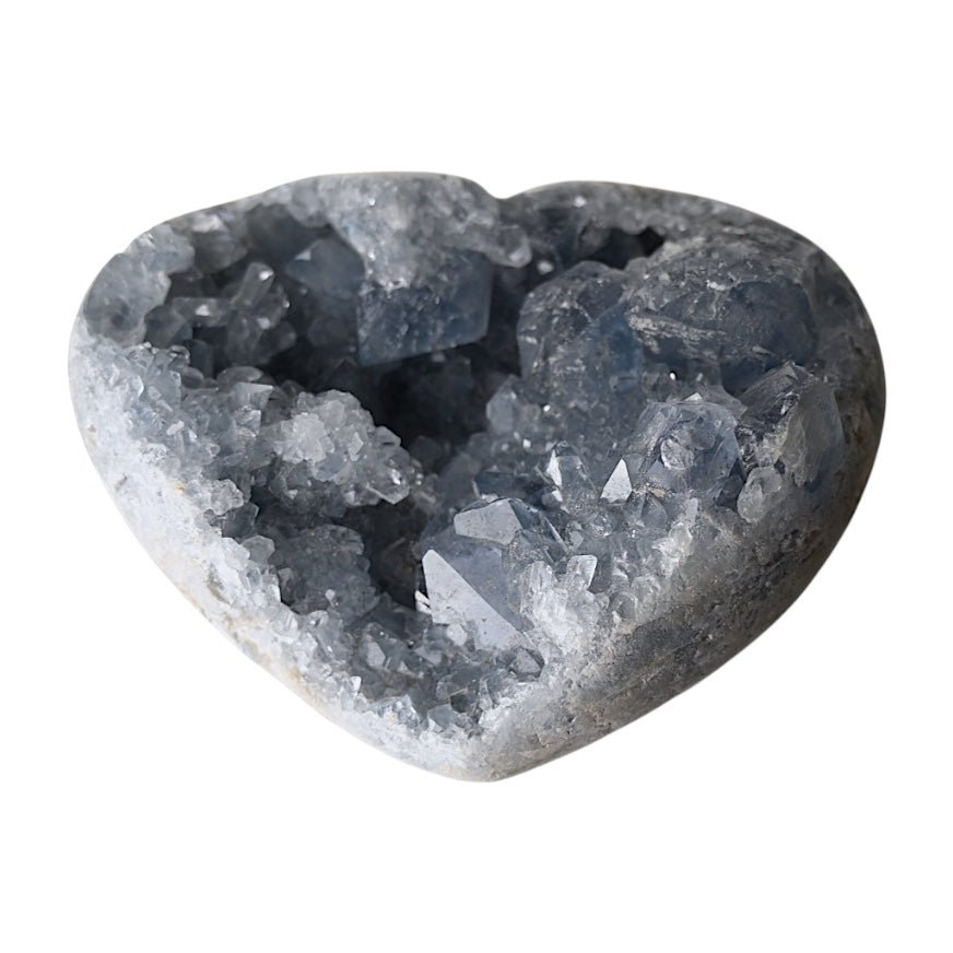 Himmelblauer Celestit - Kristallcluster Herz - CrystalScents