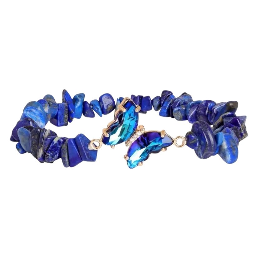 Lapislazuli Splitterarmband mit Schmetterling - CrystalScents