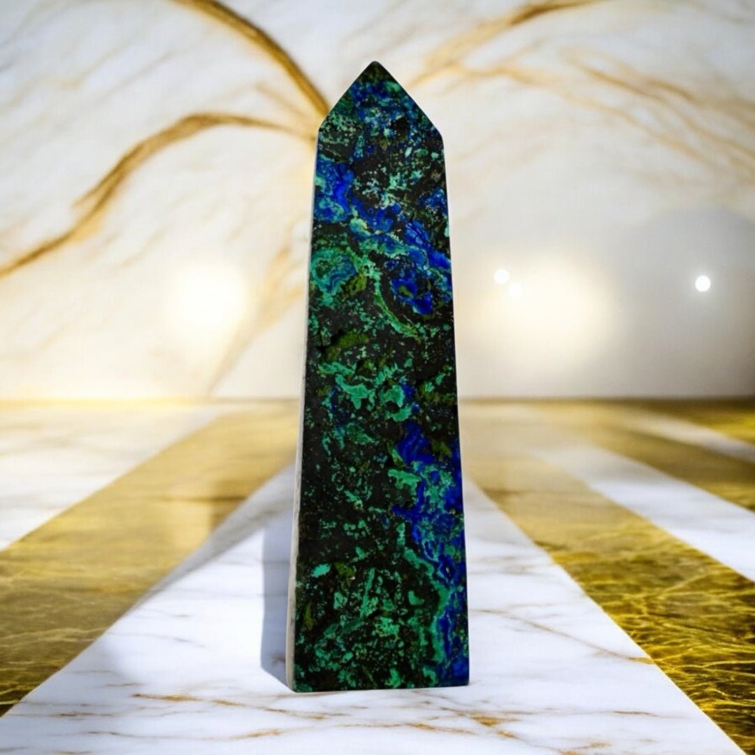 Malachit Azurit Obelisk - CrystalScents