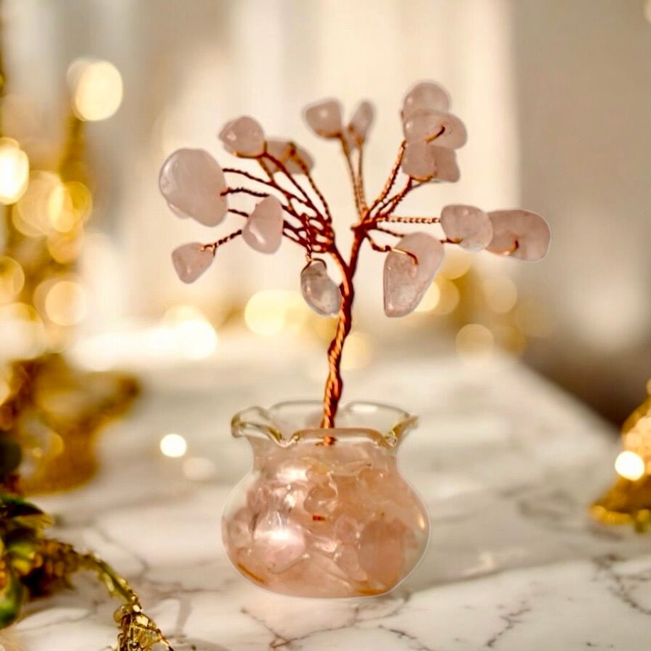 Mini Rosenquarz Baum in Topf - CrystalScents