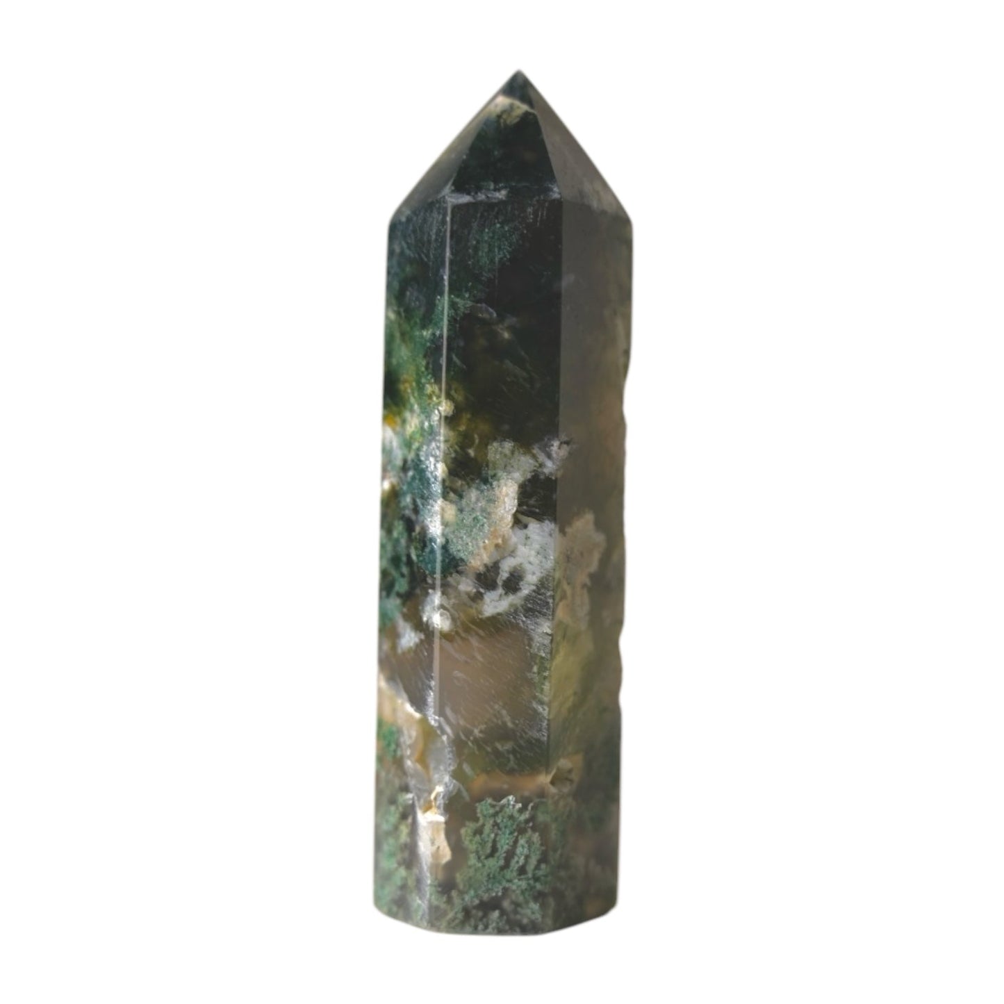 Moosachat Obelisk - CrystalScents