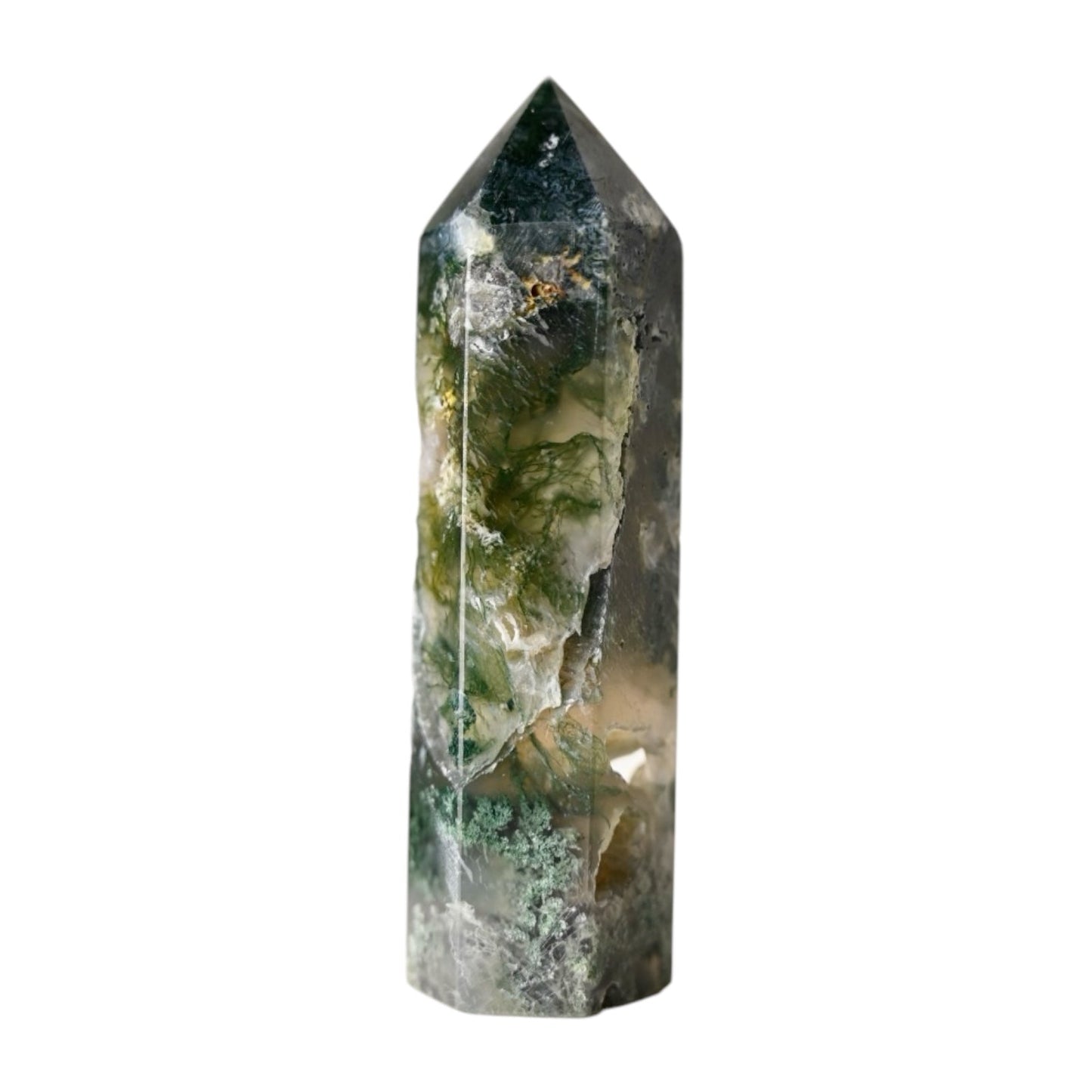 Moosachat Obelisk - CrystalScents
