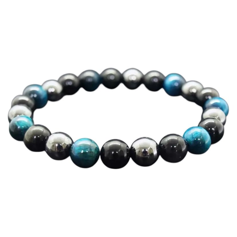 Obsidian, Hämatit & Blaues Tigerauge Armband - CrystalScents