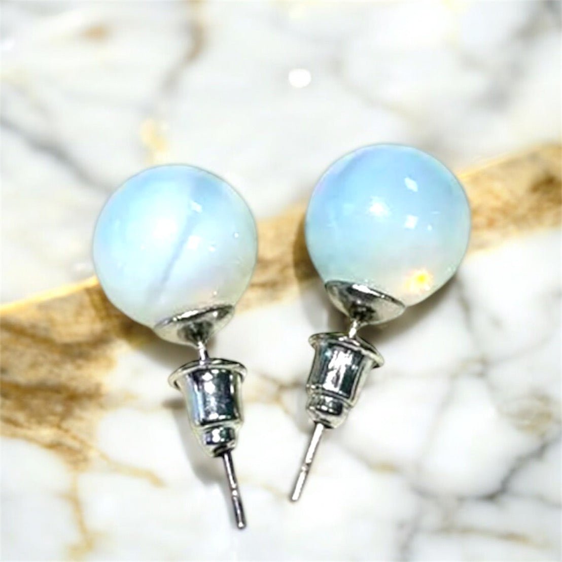 Ohrringe mit Opalit - Kugel - CrystalScents