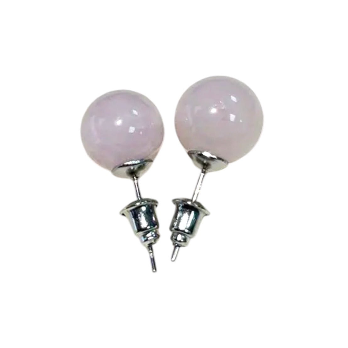 Ohrringe mit Rosenquarz - Kugel - CrystalScents