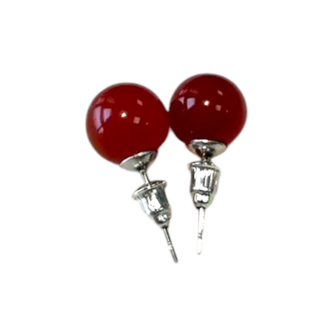 Ohrringe mit roter Achat - Kugel - CrystalScents