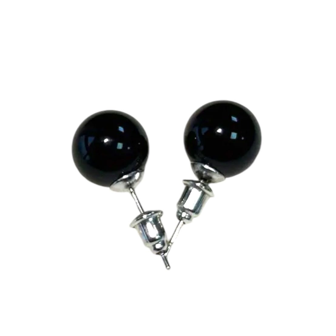 Ohrringe mit schwarzer Achat - Kugel - CrystalScents