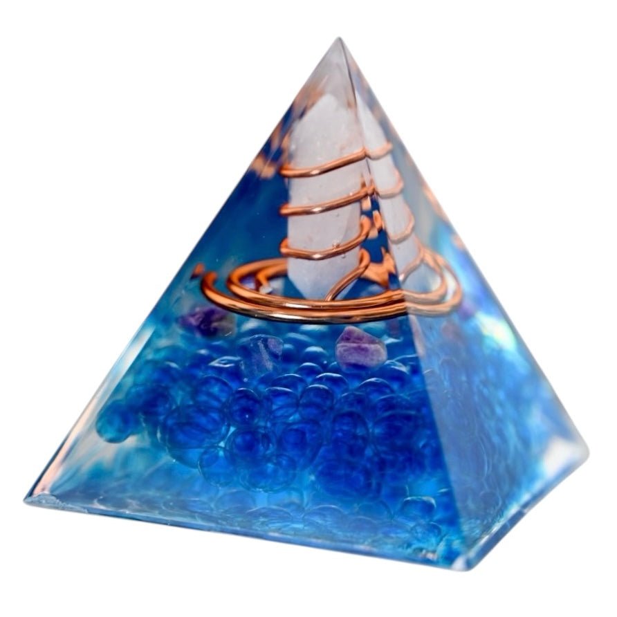 Orgonit Pyramide blau mit Doppelender - CrystalScents