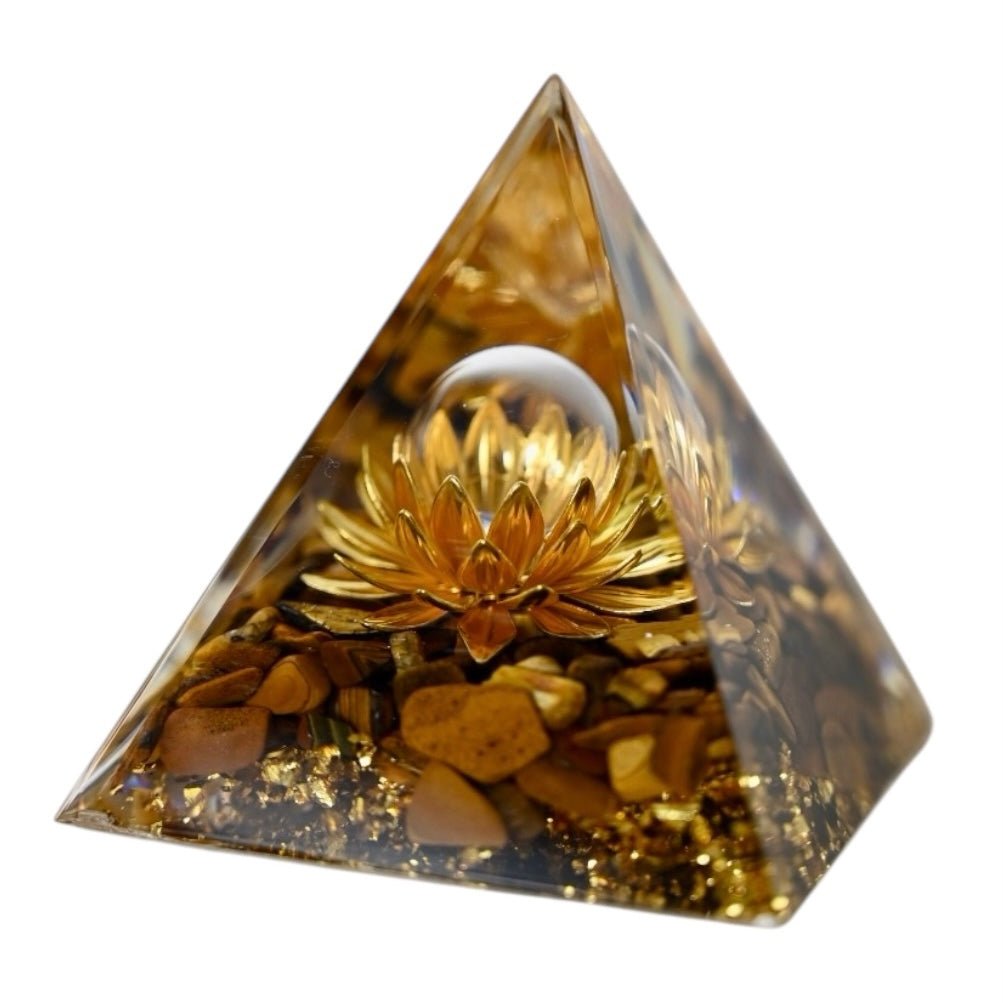 Orgonit Pyramide Tigerauge Lotus - CrystalScents