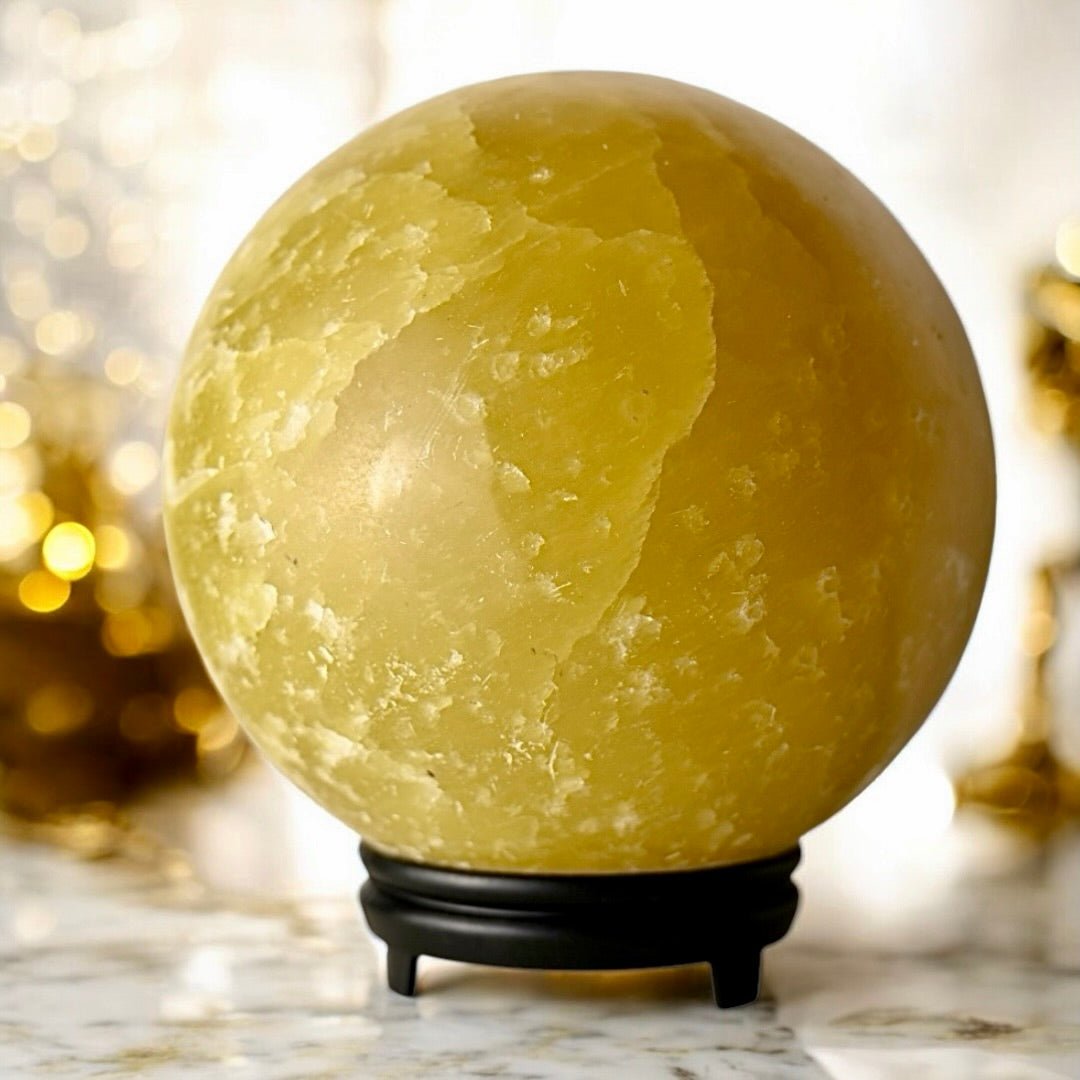 Riesige Zitronen Calcit Kugel - CrystalScents