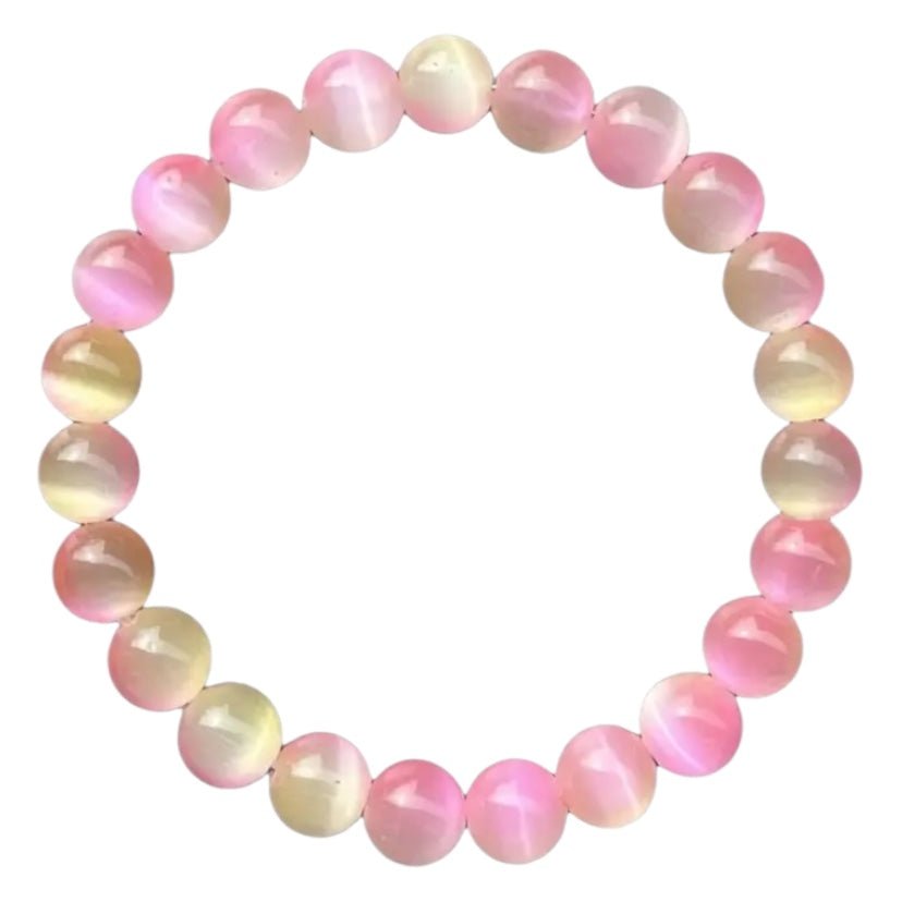 Rosa grünes Katzenauge Kugelarmband {Watermelon} - CrystalScents