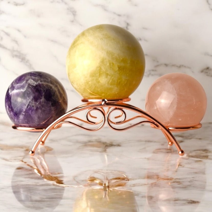 Roségoldener Kugelständer für bis zu 3 Kugeln - CrystalScents