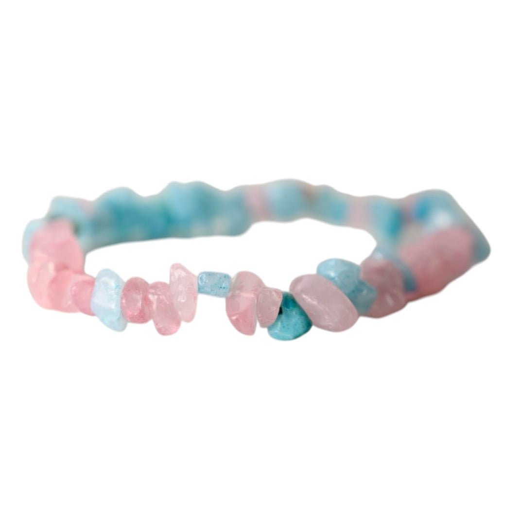 Rosenquarz Aquamarin Splitterarmband - CrystalScents