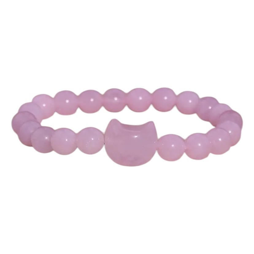 Rosenquarz Kugelarmband mit Katze - CrystalScents