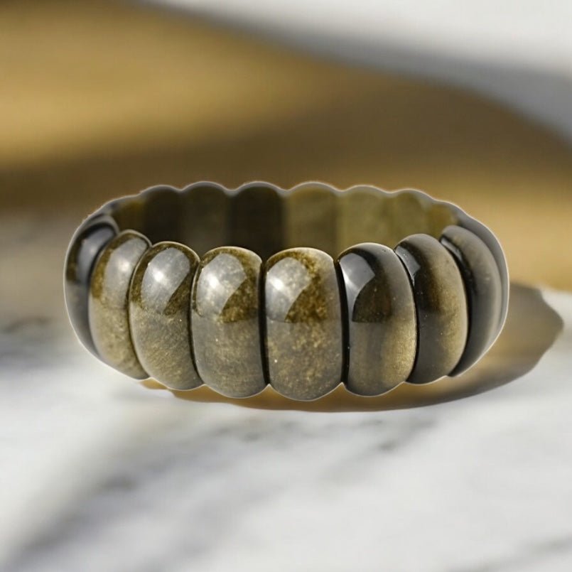 Rundes Gold Obsidian Armband - CrystalScents