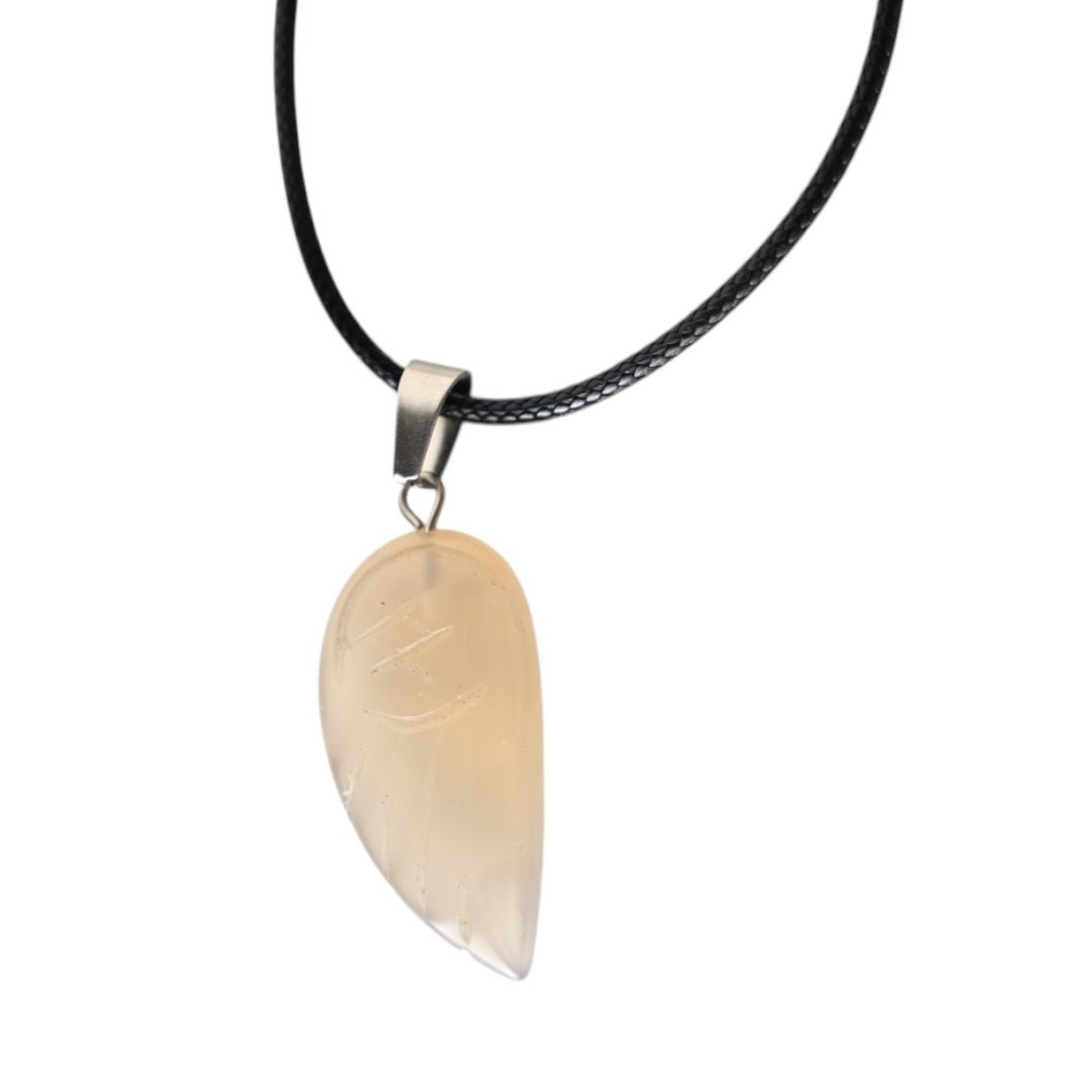 Schwarze Halskette mit Achat Flügel - CrystalScents