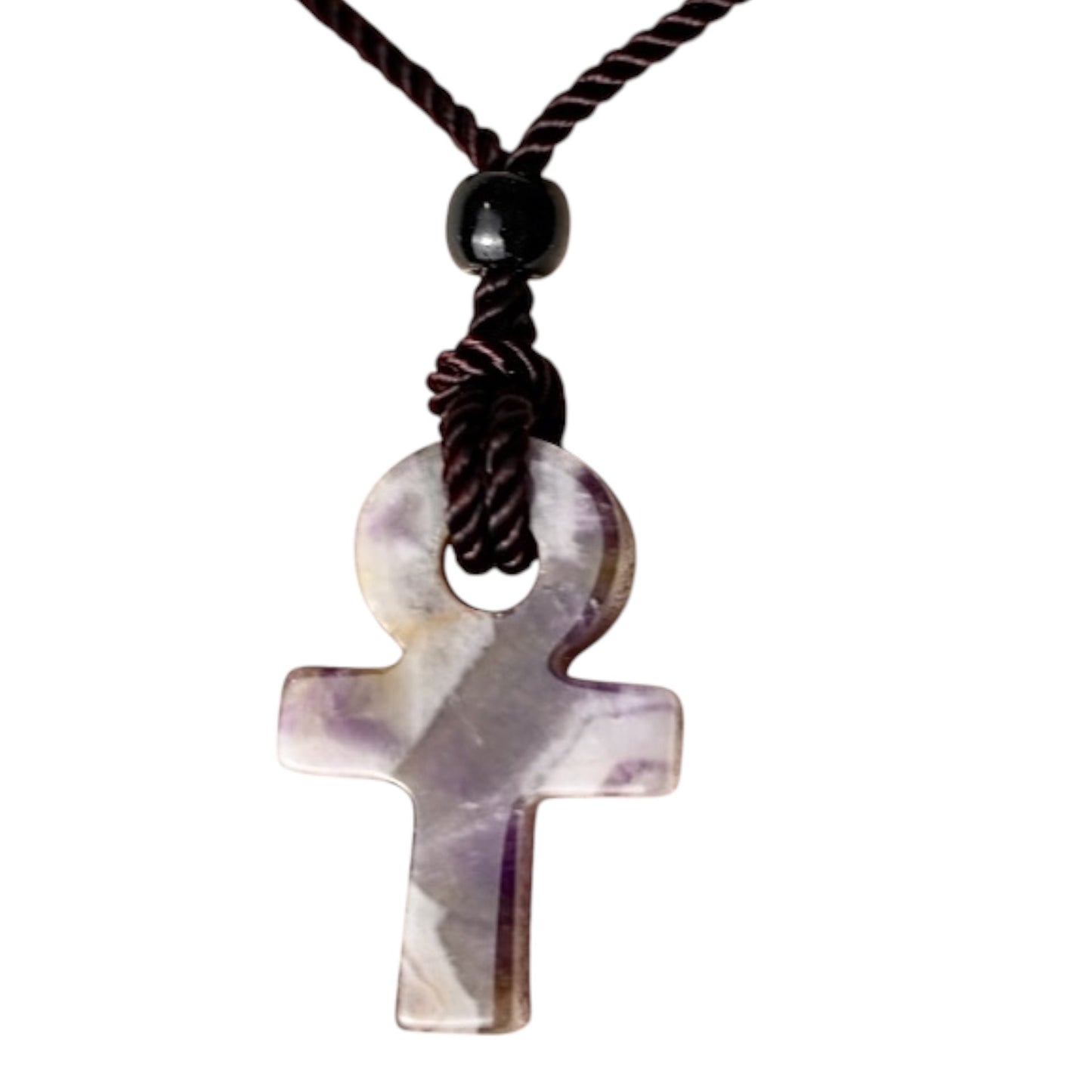 Schwarze Halskette mit Amethyst Anch - CrystalScents