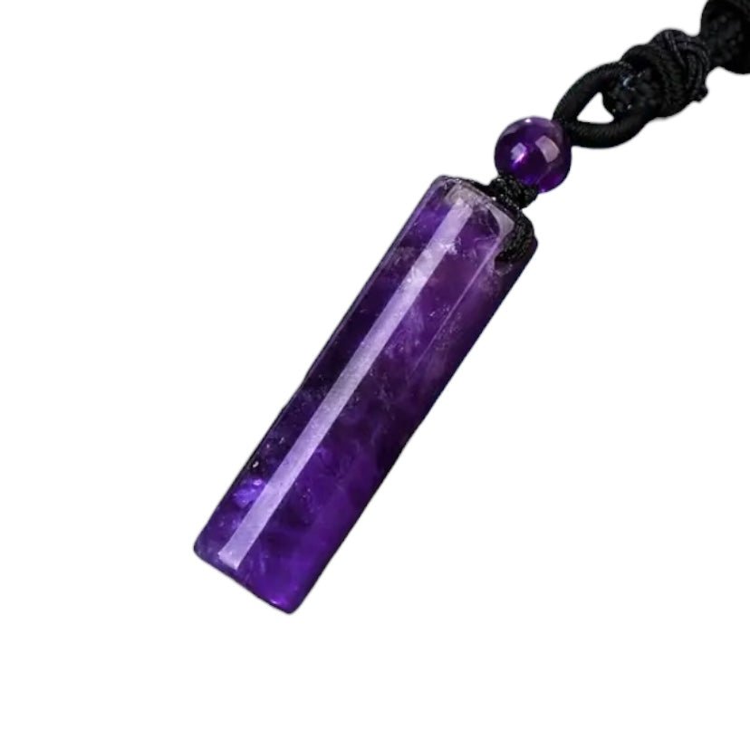 Schwarze Halskette mit Amethyst Stab - CrystalScents