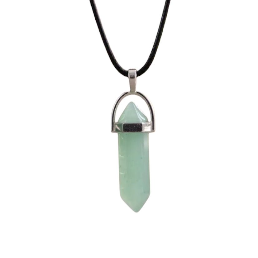 Schwarze Halskette mit Aventurin Doppelender - CrystalScents