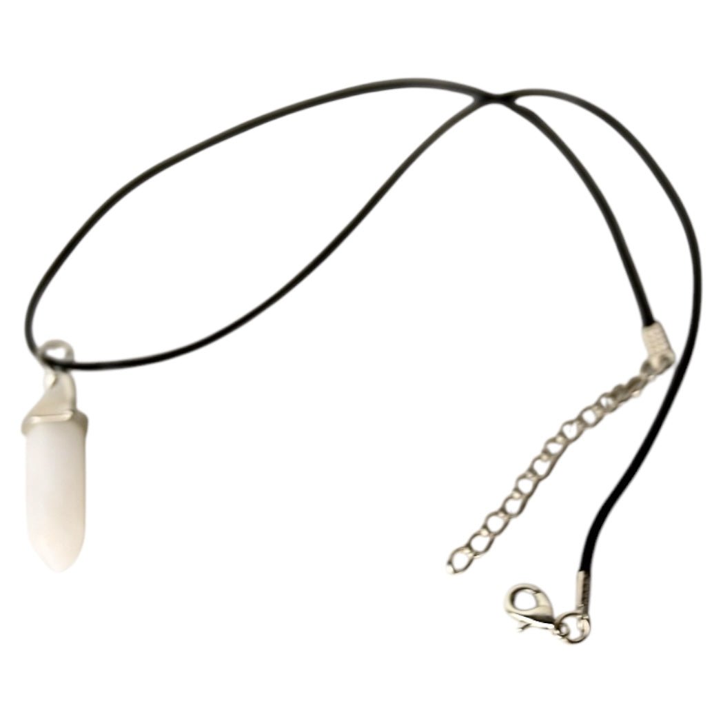 Schwarze Halskette mit Bergkristall Doppelender - CrystalScents