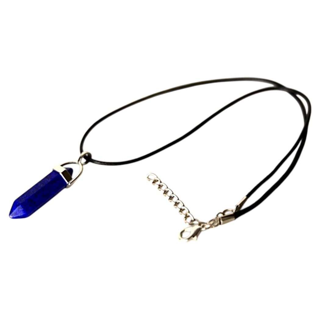 Schwarze Halskette mit Lapislazuli Doppelender - CrystalScents