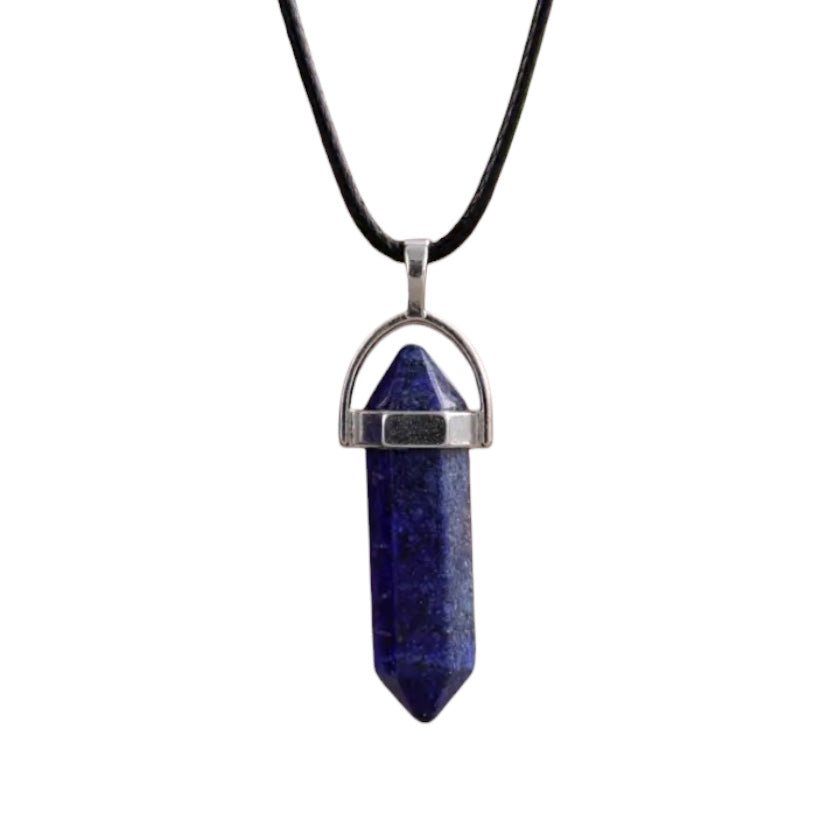 Schwarze Halskette mit Lapislazuli Doppelender - CrystalScents