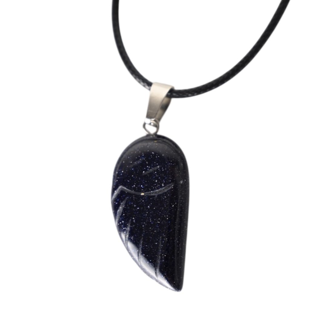Schwarze Halskette mit Obsidian Flügel - CrystalScents