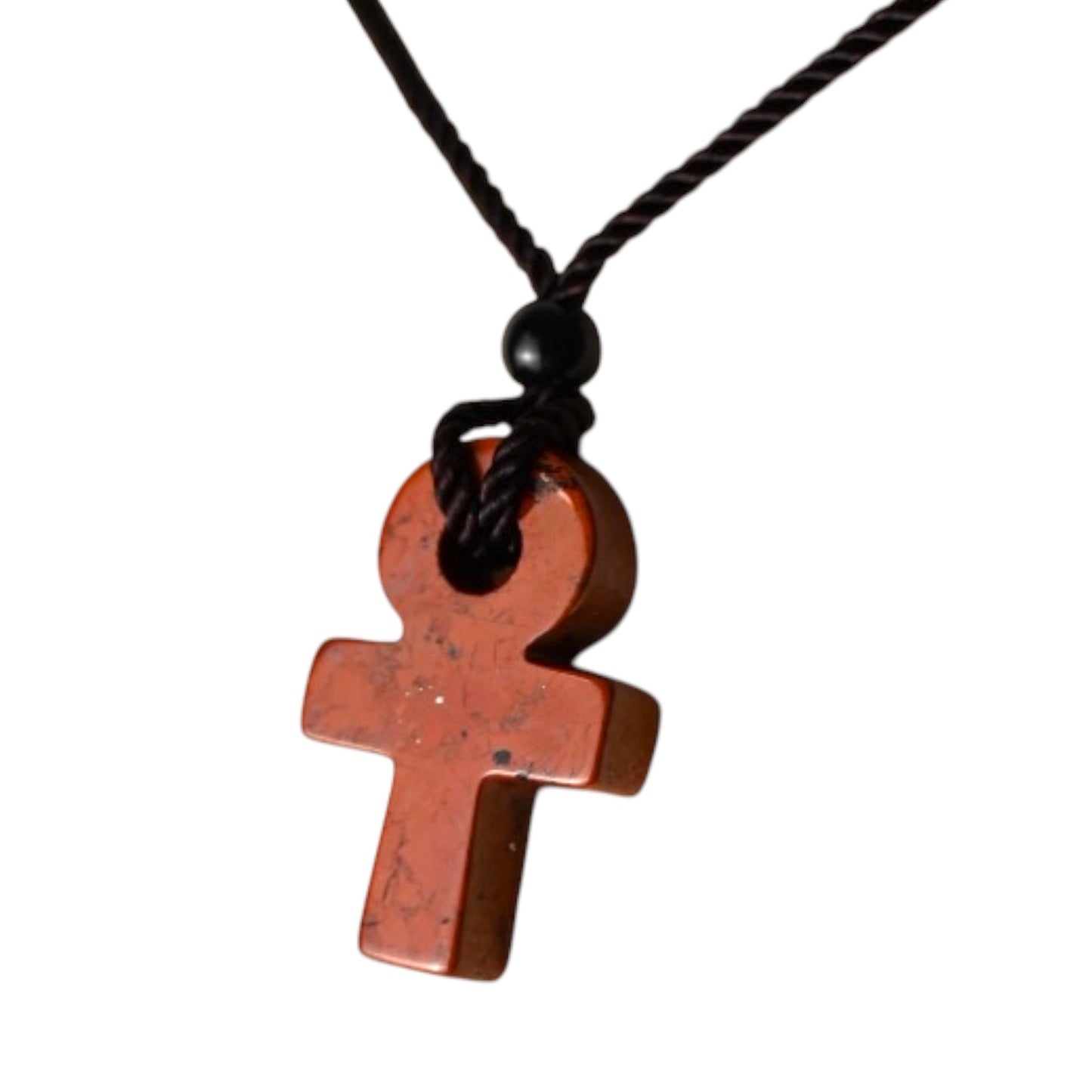Schwarze Halskette mit rotem Jaspis Anch - CrystalScents