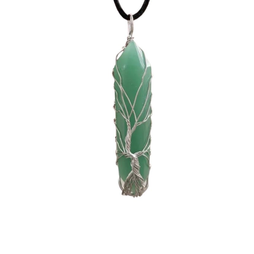 Schwarze Halskette mit silberverziertem Aventurin Doppelender - CrystalScents